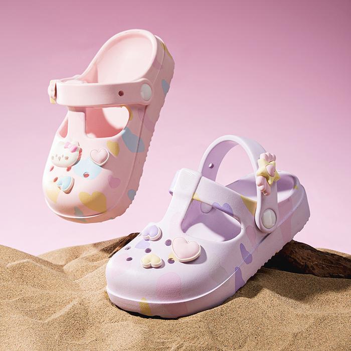 Cheerful Mario Sandal Baim Anak Perempuan Love Heart & Magic Cat Fashion DIY Gaya Putri Sandal Crocs