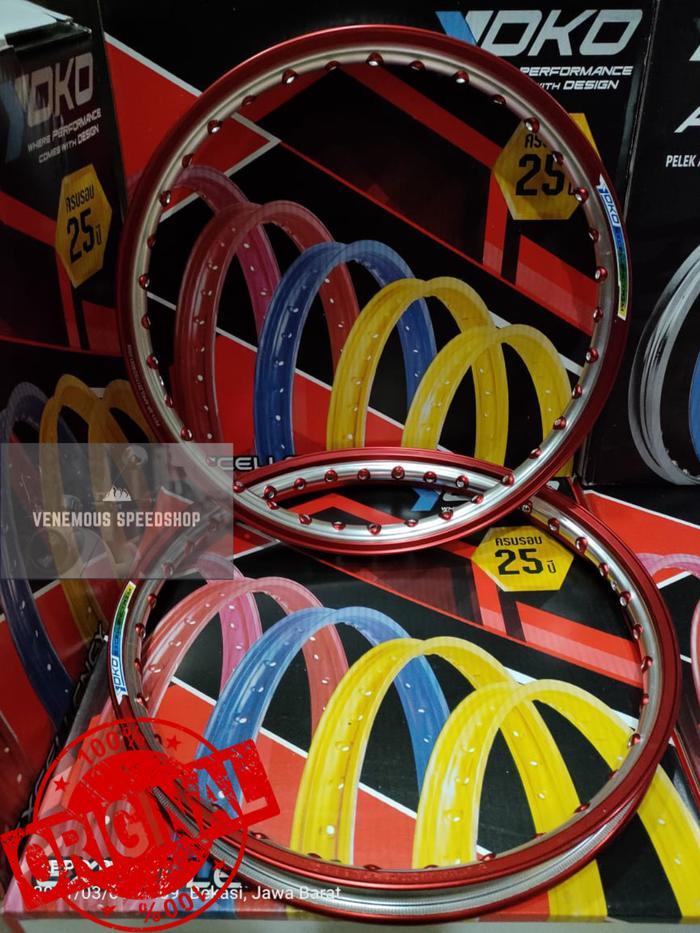 Velg Alumunium Yoko Two Tone Red/Silver 140x17 Original Thailand
