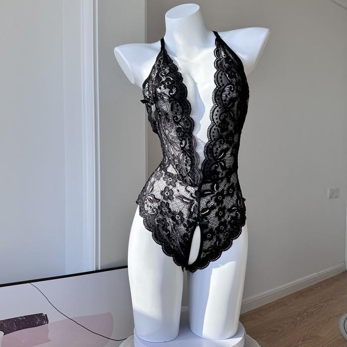 Lingerie Wanita Bodysuit Sexy New Style Model V Shape Full Renda Impor -Gratisongkir