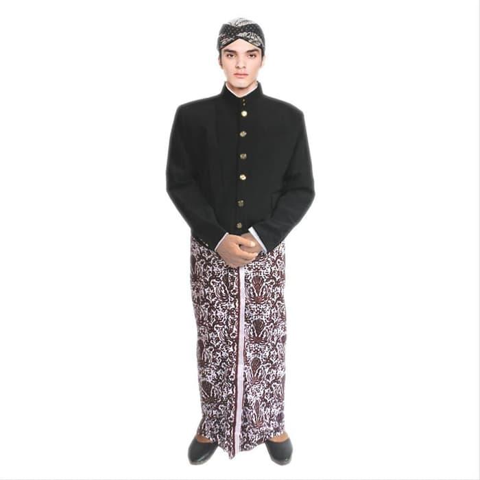 atasan baju beskap jogja baju adat tradisional jawa dewasa baju Pria Pengantin warna hitam polos