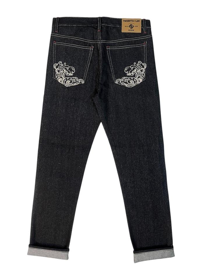 NORTH UP Denim Salvedge Accent Long Pants Raw Denim Celana Salvedge Panjang