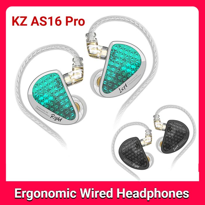 KZ AS16 Pro Wired Earphones 16BA Balanced Armature HIFI Bass Noise