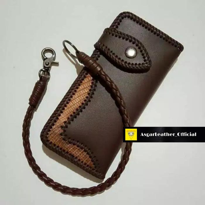 Dompet Kulit Panjang Pria Dompet Bikers Dompet Panjang Tali Anyam handmade