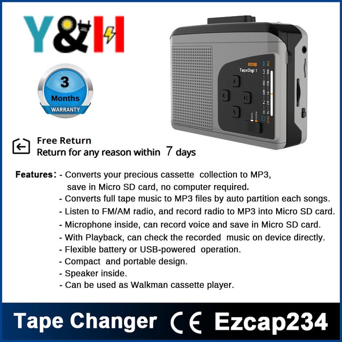 Y & H kaset perekam Player kaset ke MP3 Digital Converter,USB kaset