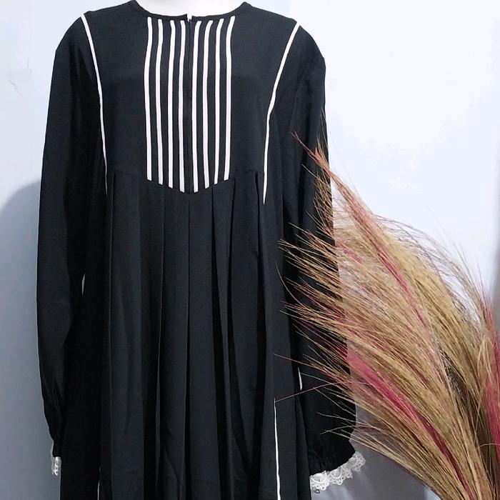 Virgo Gamis Bahan Barbara Silk tidak menerawang, Tangan Karet Variasi Renda, Nyaman di pakai sehari2