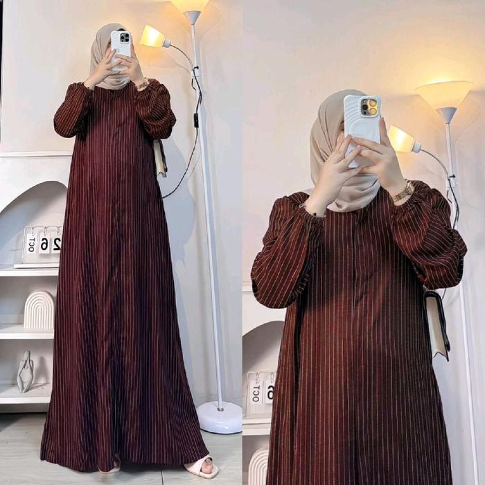 GAMIS RAYON SALUR MAYZA DRESS RAYON GAMIS STRIPE /gamis Garis-Garis terbaru