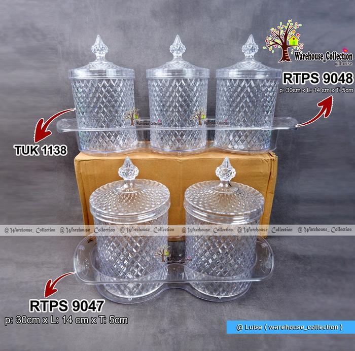 Toples Set + Nampan / 2 toples + 1 nampan / 3 toples + 1 nampan/Toples Akrilik Set Cantik toples  1