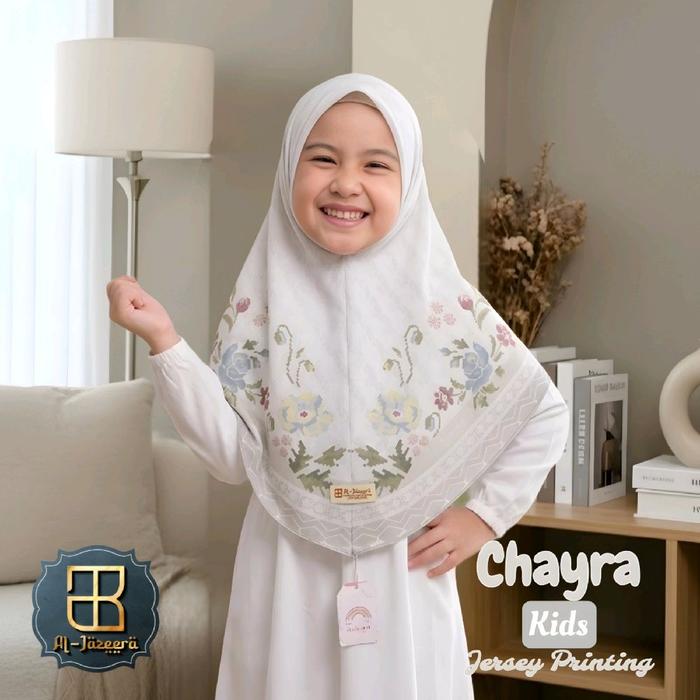 Nuligallery-AlJazeera Chayra Kids Jersey Printing Hijab Anak Desain Bunga Elegan dan Nyaman Jilbab S