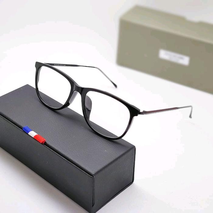 frame kacamata pria wanita kotak Thom Browne TB916 hitam glossy bisa lensa Blueray Photocromic Bluec