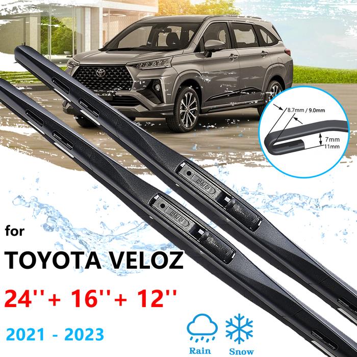 3x For Toyota Veloz Avanza 2021 2022 2023 Front Rear Frameless Wiper