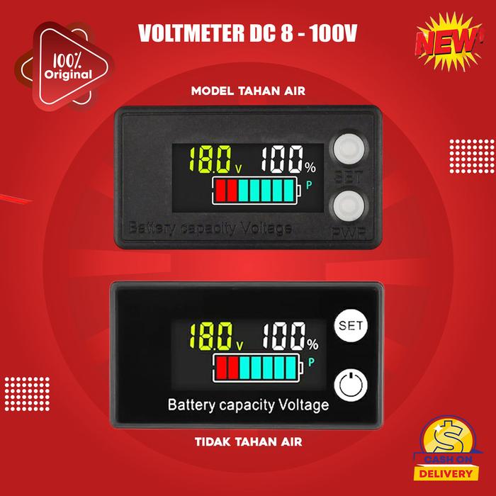 Voltmeter Indikator Level Pengisian Baterai Aki 12V - 72V