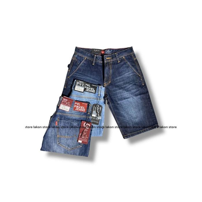 NEW CELANA JEANS PENDEK PAVEL PREMIUM REGULER NON-STREAT PRIA 28-44