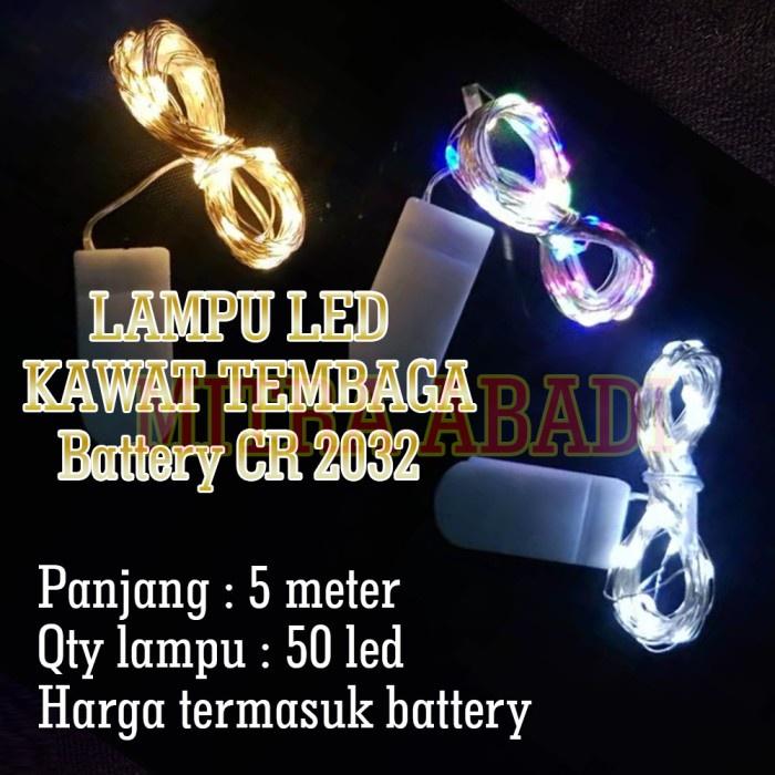 Lampu Natal Kawat Tembaga LED Batre CR2032 50 LED 5 Meter