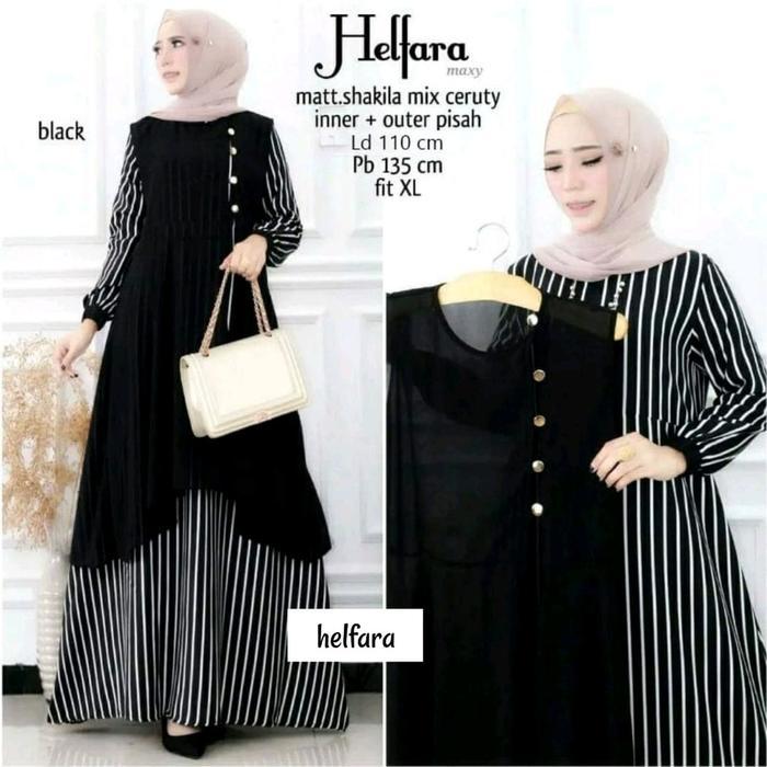 Helfara Set 2in1 Gamis Muslim Wanita Matt Shakila