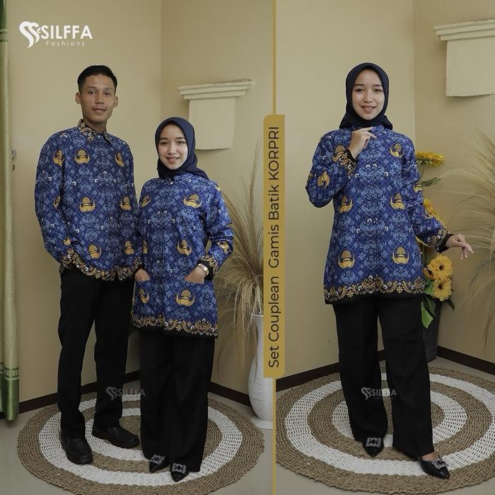 Kemeja Batik Korpri Pria Dan Wanita Ada Puringnya - Baju Atasan Korpri - Bahan Katun C50s High Quali