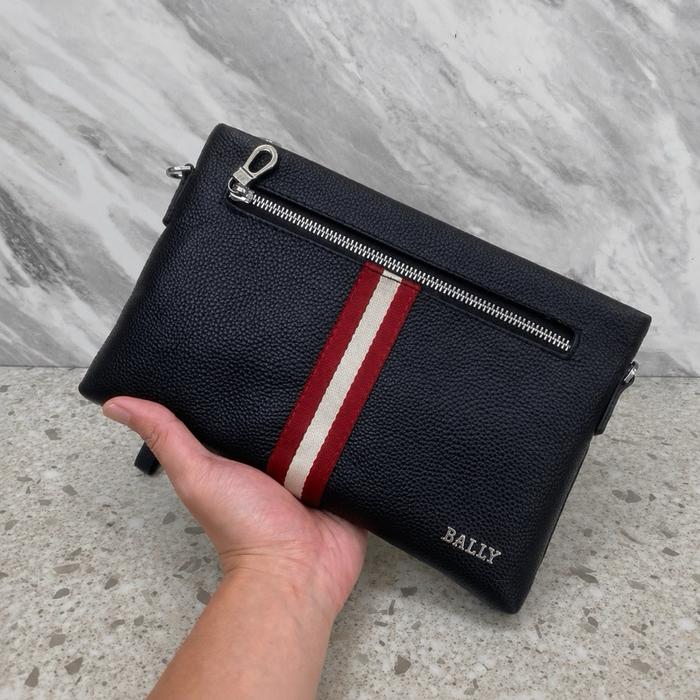 TAS BALLY CLUTCH PRIA PREMIUM TAS GENGGAM PRIA ELEGAN TAS POUCH COWOK RESLETING DEPAN 26X17CM