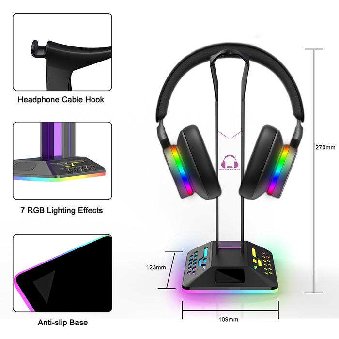D8 6 Colors Headphone Stand with USB Dock,Professional Gaming Headset