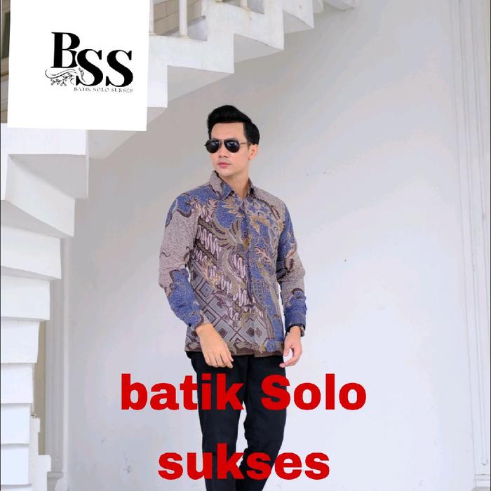 Motif LAKSMANA UNGU Kemeja batik pria Slim fit Full Furing Batik Solo Sukses