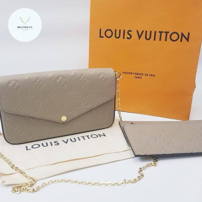 LV LOUIS VUITTON FELICIE POCHETTE EMPRIENTE TOURTERELLE