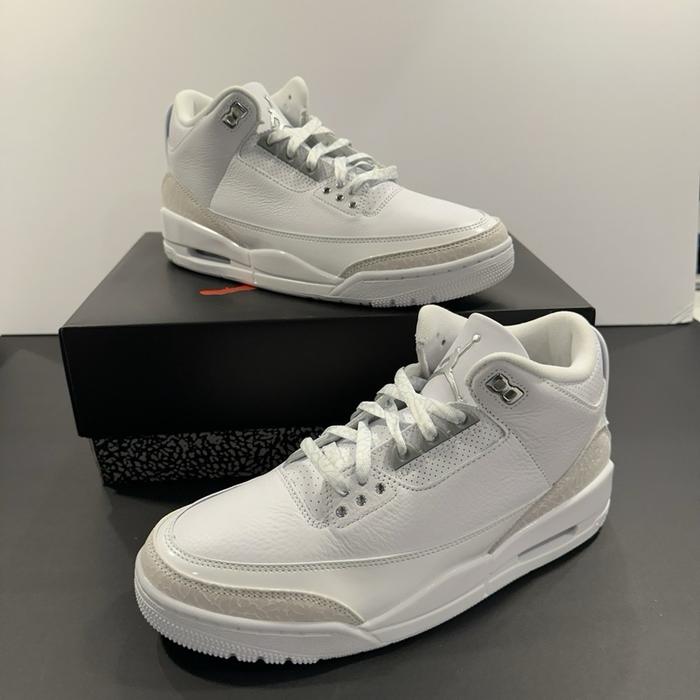 Nike Air Jordan 3 III Retro Pure Money "White/Metallic Silver/White" Original BNIB Casual Sneakers B