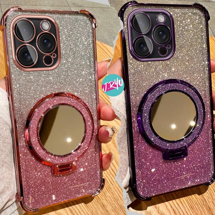 JRYU Redmi Mirror With Stand Holder Softcase Redmi 12 12C 13 13C 9C 14C Note 11 12 13 12PRO 13 PRO 1