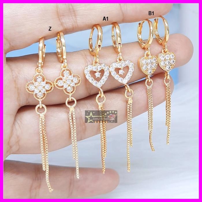 COD ✅ anting titanium wanita emas muda desi anti karat dewasa tusuk korea asli panjang dan luntur ko