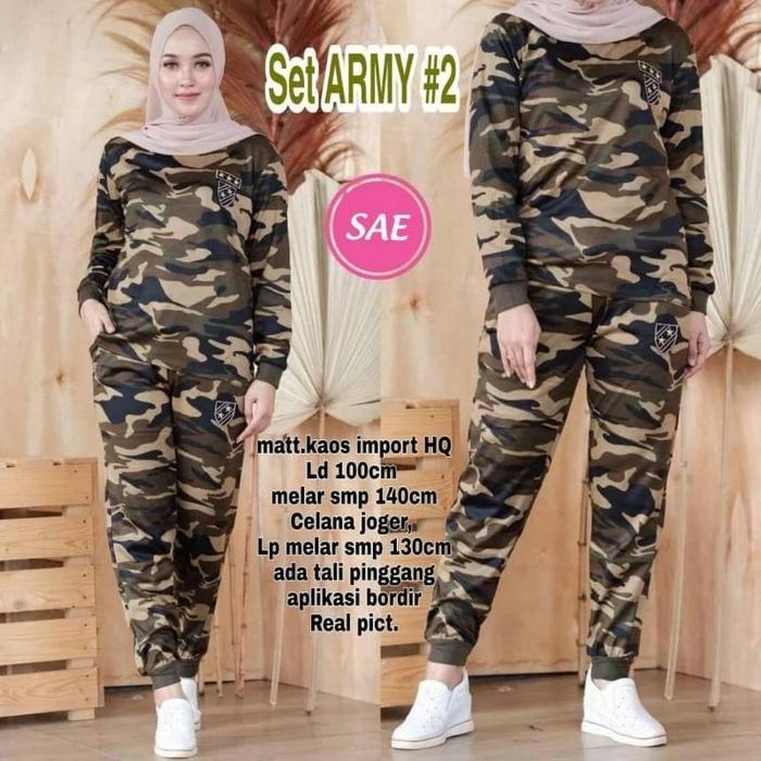 setelan senam bintang army sport / setelan olahraga wanita / pakaian olahraga perempuan pink hitam B