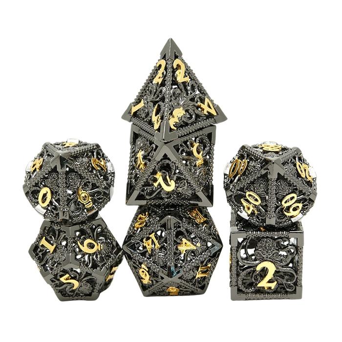 Top!-Set Dadu Logam Dadu Logam Gurita Polyhedral Berongga