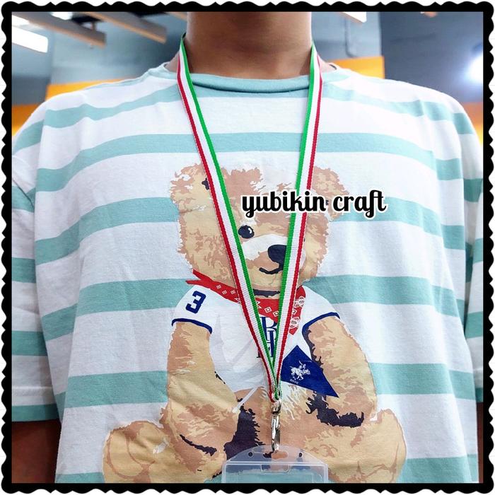 1 PC Lanyard Tali ID Card Bendera Italia Merah Putih Hijau Panjang 80cm