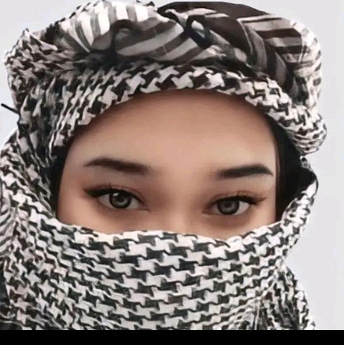 Sorban Syal Rawis Hitam Putih Muslim Pashmina Jilbab Wanita Panjang Kerudung