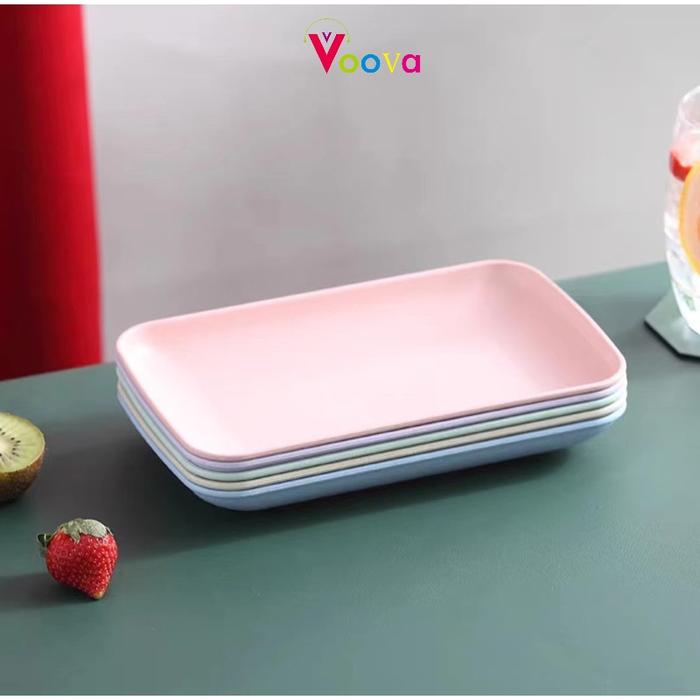 VOOVA Wheat Straw Piring Persegi Panjang / Piring Sushi Rumah Tangga / Piring Camilan Barbekyu / Pi