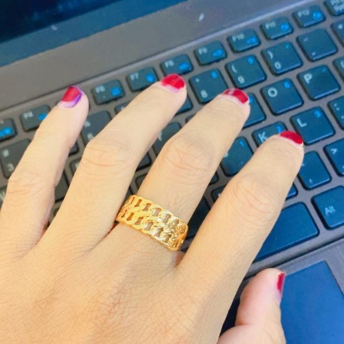 Rosgold cincin rantai 2 tingkat