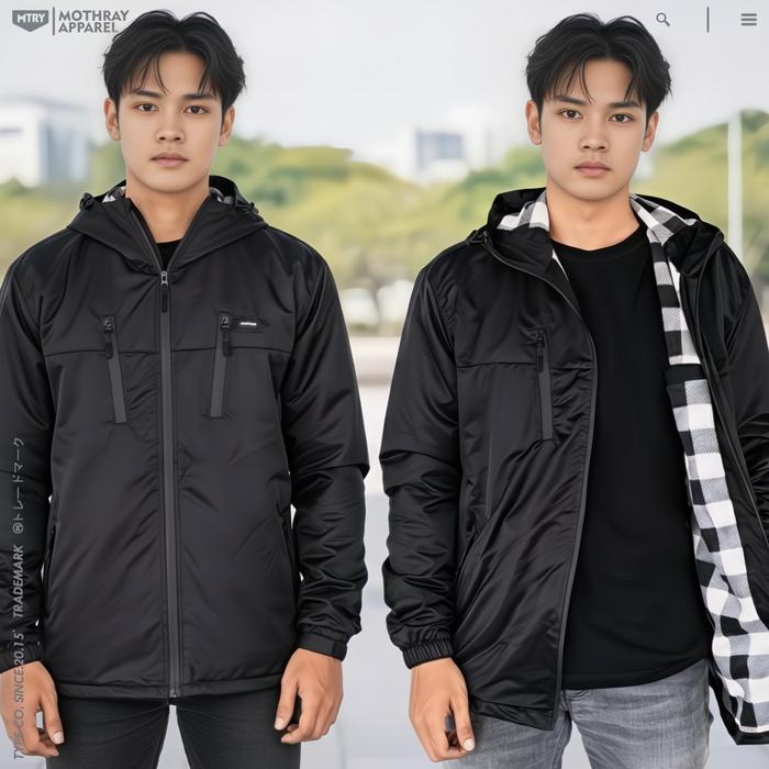 Mothray Jaket Parasut Bahan Mayer dengan Desain Hoodie dan Detail Zipper untuk Keseharian Anda