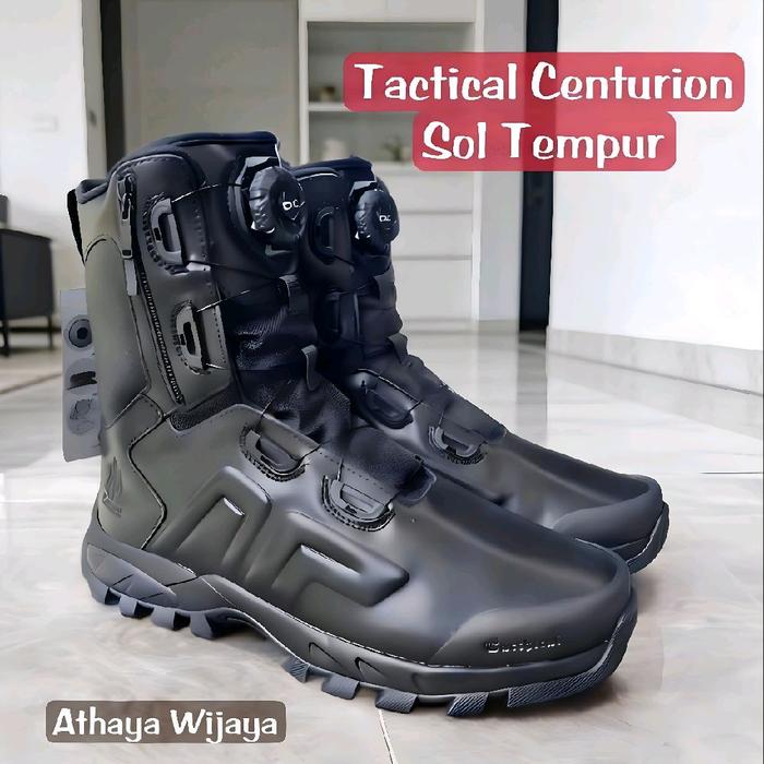 Sepatu PDL Boa Tali Putar Tactical Centurion Sol Tempur Original Full Kulit Sapi Asli