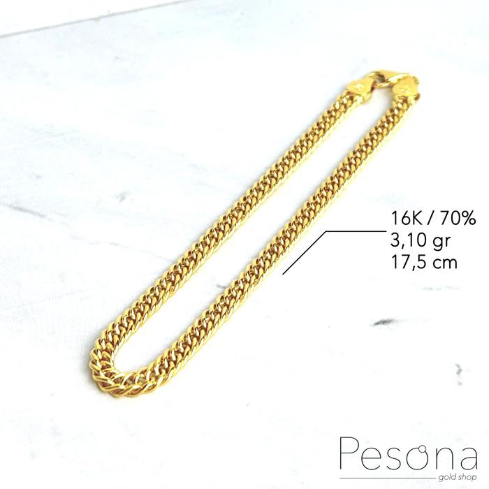 GELANG TANGAN EMAS KUNING MODEL SISIK NAGA 17,5 cm | 16K | 3,10 gram