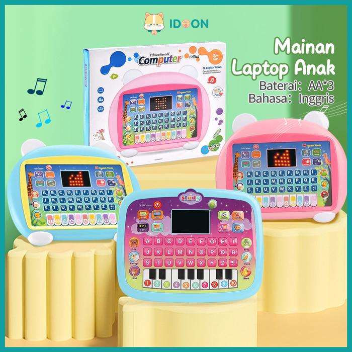 IDOON Mainan tablet belajar anak piano tablet 2in1 mainan edukasi bayi dan musik
