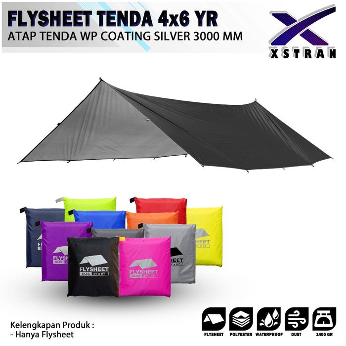 READY flysheet tenda 4x6 yard flysheet waterproof PU 3000 mm flysheet outdoor size 4 x 6 yard