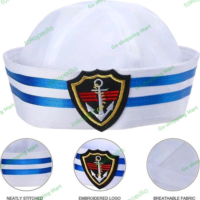 Topi Pelaut Bahan Katun  Warna Putih Untuk Pria Dan Wanita