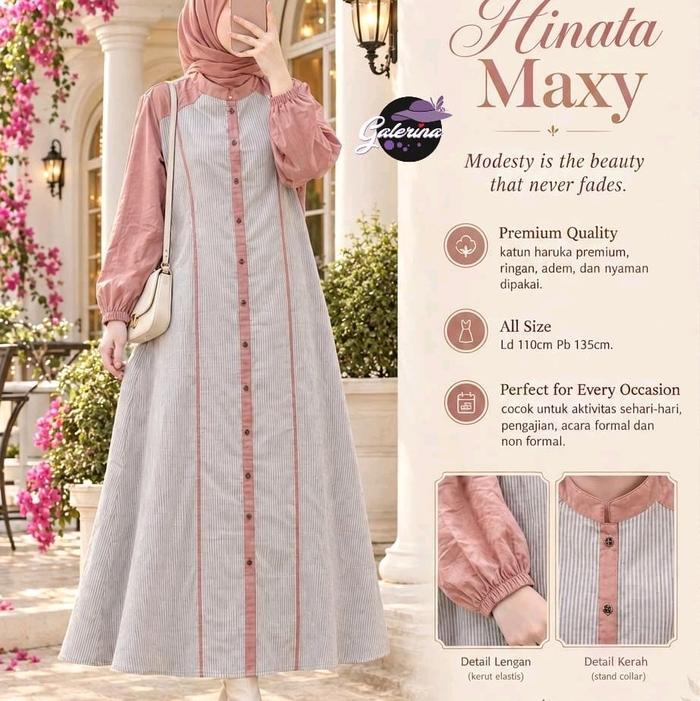 Hinata maxy by galerina gamis harian gamis katun haruka gamis terbaru