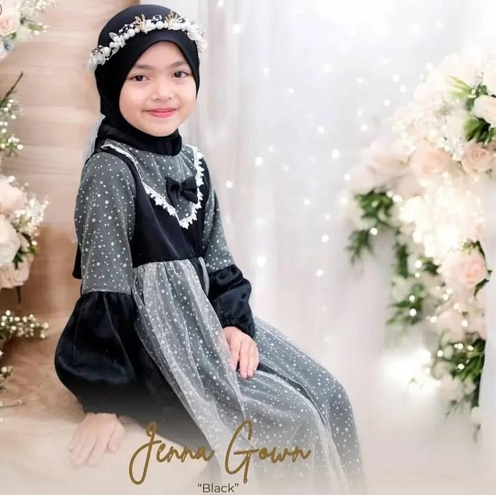 Jeena Kids BUSANA MUSLIM ANAK CANTIK LUCU TRENDY KEKINIAN Gamis Baju Dress Wanita