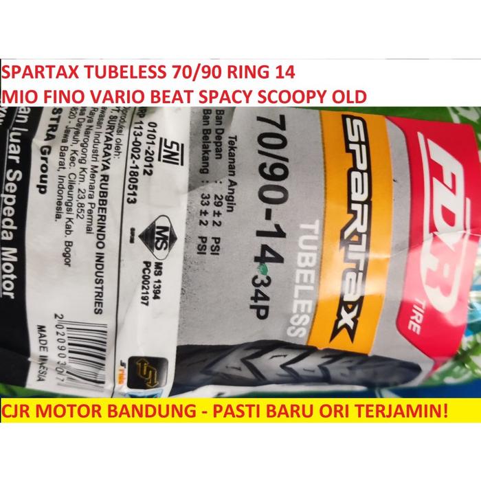 FDR Spartax TUBLES 70/90 ring 14 ban standar depan motor MIO J M3 Fino
