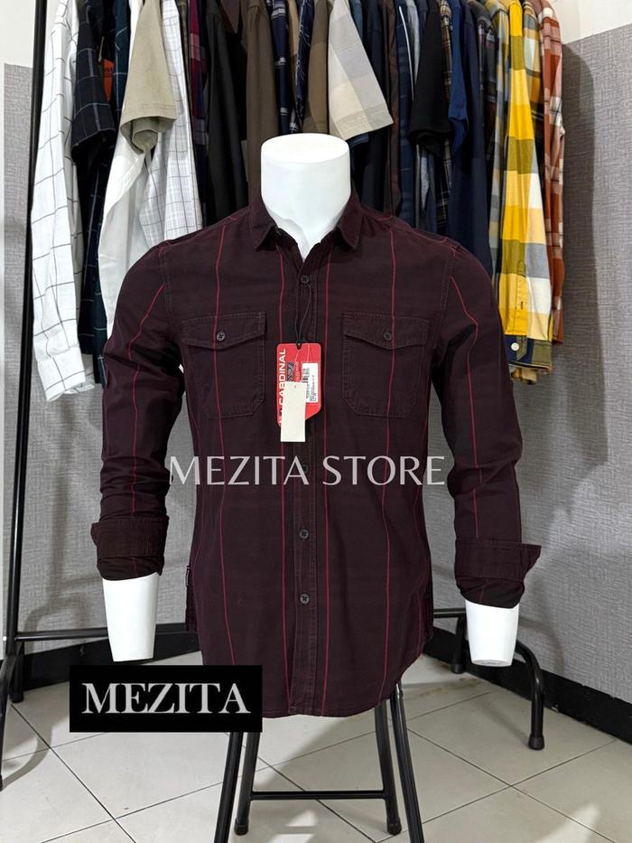 Kemeja Slimfit Pria Cardinal J2864 Maroon