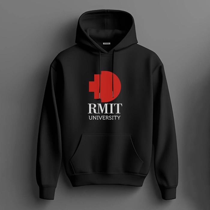 Hoodie RMIT University Australia Premium Fleece Cloth Sweater Jacket Hood Black Hitam
