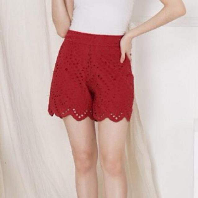 NEW MILLIE ASTERIA | SHORT INTEND CELANA PENDEK WANITA INTEND BROKAT CELANA PANTS RED WHITE