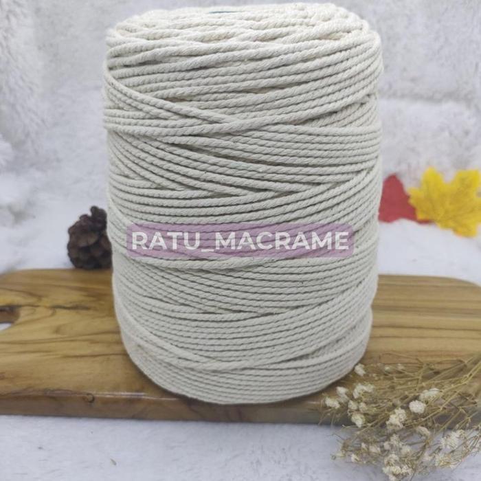Tali Katun Macrame 2MM 3MM 4MM 1KG 3PLY NATURAL