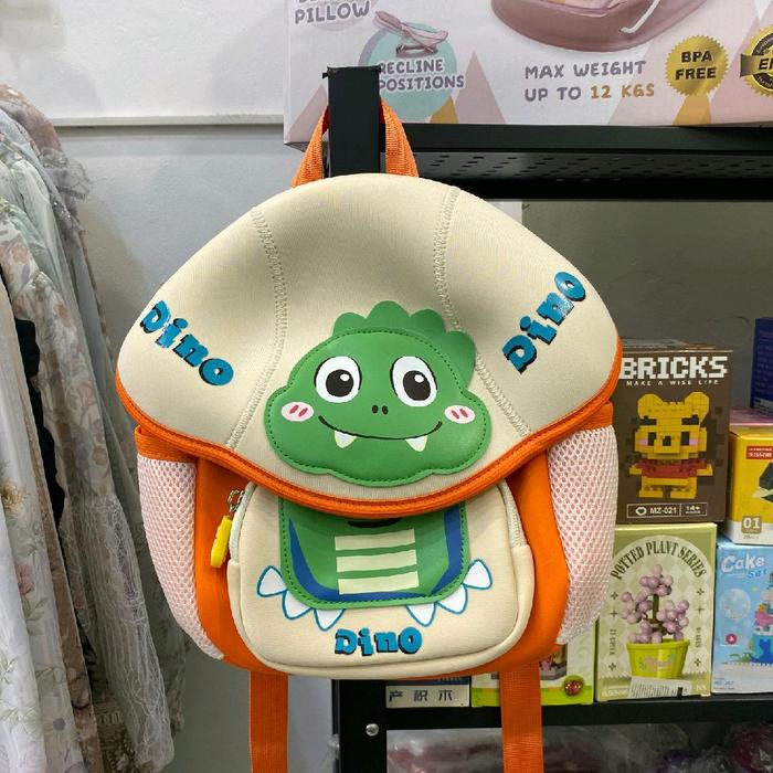 Aolang Tas Ransel Anak Motif Dino Warna Orange dan Krem dengan Desain Lucu dan nyaman untuk Anak-ana
