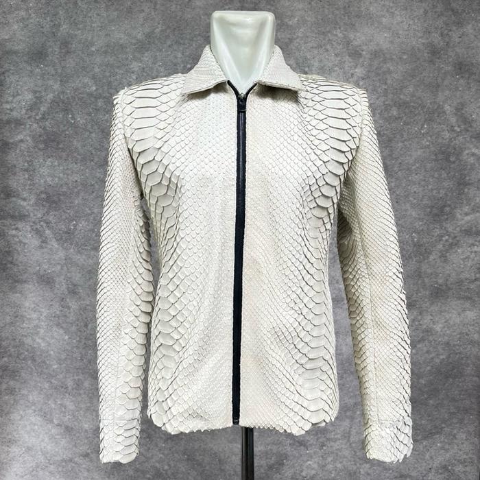 AA LEATHER Jaket Premium Kulit Ular Python Asli – Desain Eksklusif dengan Zipper