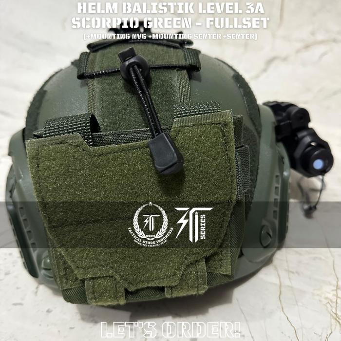 Tactical Store Indonesia ® 100% ORIGINAL - HELM BALISTIK Scorpio Tactical HIJAU ARMY FULLSET - Asli