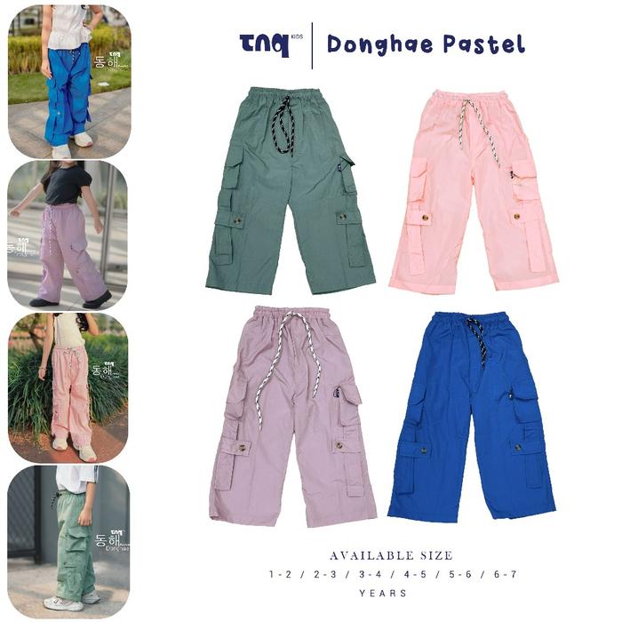 TNQ Kids Donghae Pastel - celana baggy pants parasut cargo panjang anak laki laki dan perempuan