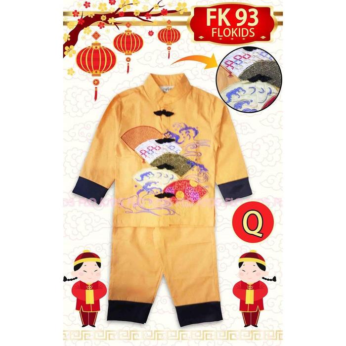 Baju Cny Imlek Cheongsam Qibao Anak Cowok Impor Gold, Red, Blue Dragon Terlaris
